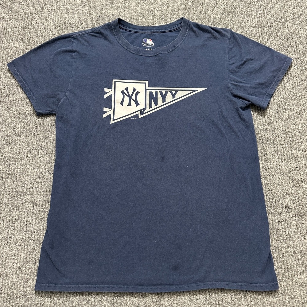 New York Yankees Mens T-Shirt M Medium Blue MLB Baseball Cotton Short Sleeve